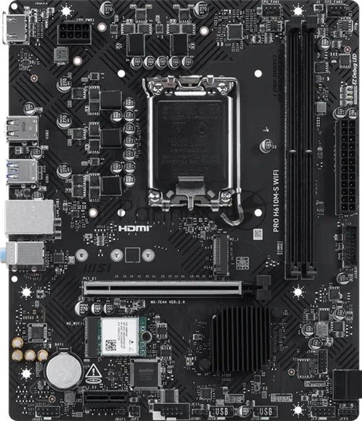 Материнская плата MSI PRO H610M-S WIFI, LGA1700, Intel H610, 2xDDR5, 2xSATA, 1xM.2, 1xPCIe 4.0 x16, 1xPCIe 3.0 x1, 1xHDMI, 1x 1Gb LAN, 2xUSB 3.2 Gen1, 4xUSB 2.0, 3x3.5 мм, 7.1, microATX
