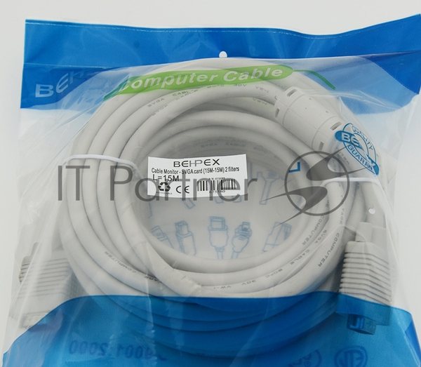 Кабель VGA DB15 (m)/DB15 (m) 15м феррит.кольца