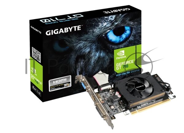 Видеокарта Gigabyte GV-N710D3-2GL RTL GT710, 2Gb, 64bit, DDR3, D-Sub, DVI, HDMI, PCI-E