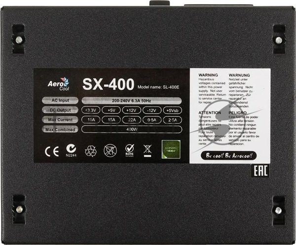 Блок питания Aerocool/Formula SX-400, 400W, 400Вт, 80мм, черный