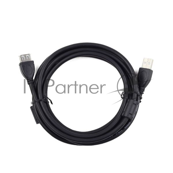 Кабель Gembird/Cablexpert USB 2.0 Pro AM/AF, 3м, экран, 2феррит.кольца, черный, пакет