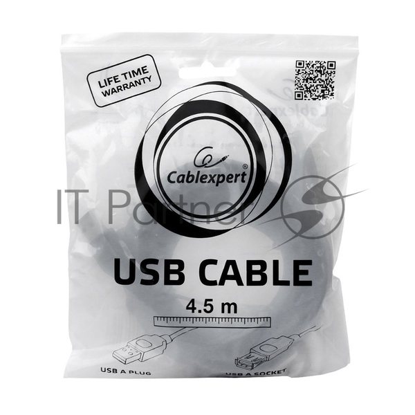 Кабель Gembird PRO USB 2.0 удлинительный 4.5м AM/AF позол. контакты, пакет