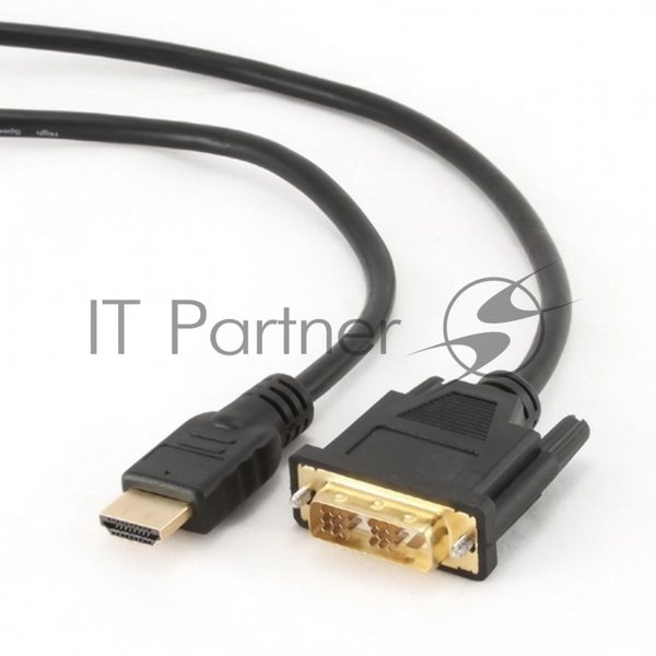 Кабель HDMI-DVI Cablexpert CC-HDMI-DVI-15, 19M/19M, single link, медь, позол.разъемы, экран, 4.5м, черный, пакет
