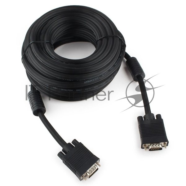 Кабель Gembird/Cablexpert VGA Premium, 15M/15M, 10м, черный, тройной экран, феррит.кольца