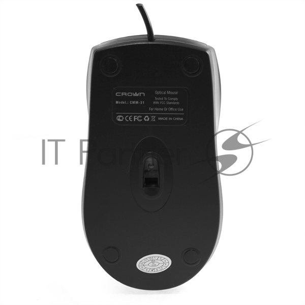 Мышь проводная Crown CMM-31 черный, 1000 dpi, USB, кнопки - 3