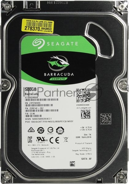 Жесткий диск HDD Seagate Barracuda 500Gb 7200 rpm SATA 6 Гбит/с, 32mb buffer