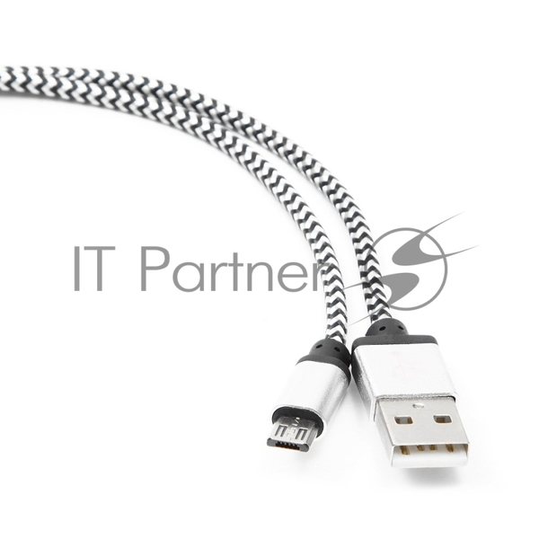 Кабель Gembird USB 2.0 Cablexpert AM/microBM 5P, 1м, нейлоновая оплетка, алюминиевые разъемы, серебристый, пакет