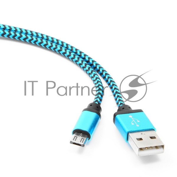 Кабель Gembird USB 2.0 Cablexpert AM/microBM 5P, 1м, нейлоновая оплетка, алюминиевые разъемы, синий, пакет