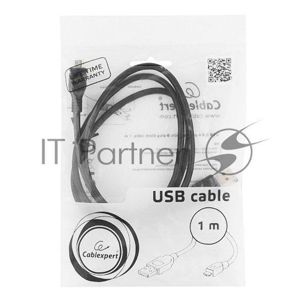 Кабель USB2.0 Pro Cablexpert CCP-mUSB2-AMBM-1M, AM/microBM 5P, 1м, экран, черный, пакет