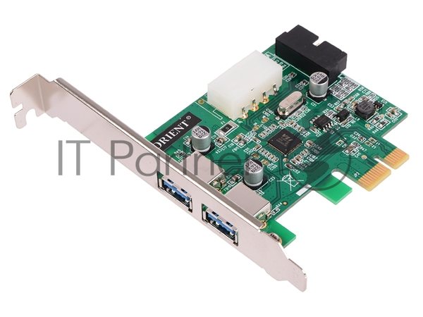 Контроллер ORIENT VA-3U2219PE, PCI-E USB 3.0 2ext/2int (19pin) port, VL805 chipset, разъем доп.питания, oem