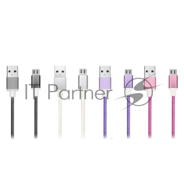 Кабель USB ACD-Style Lightning - USB-A 2-сторонние коннекторы, нейлон, 1м, фиолетовый