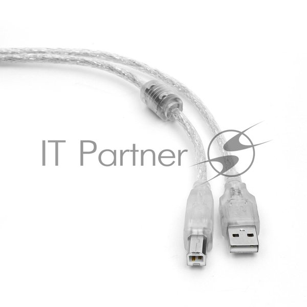 Кабель USB2.0 Cablexpert CCF-USB2-AMBM-TR-15, AM/BM, медь, двойн.экран, фер.кольцо, Pro, 4.5м, прозрач, пакет