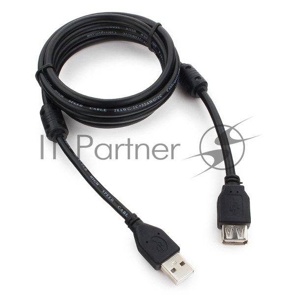 Кабель Cablexpert USB2.0 Pro CCF2-USB2-AMAF-6, AM/AF, 1.8м, экран, 2феррит.кольца, черный, пакет