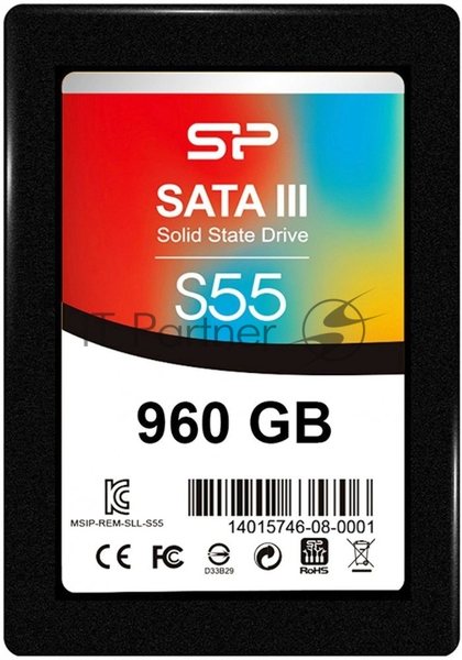 Накопитель SSD SiliconPower Slim S55, 960Gb, SATA, 2.5", R/W 540/480
