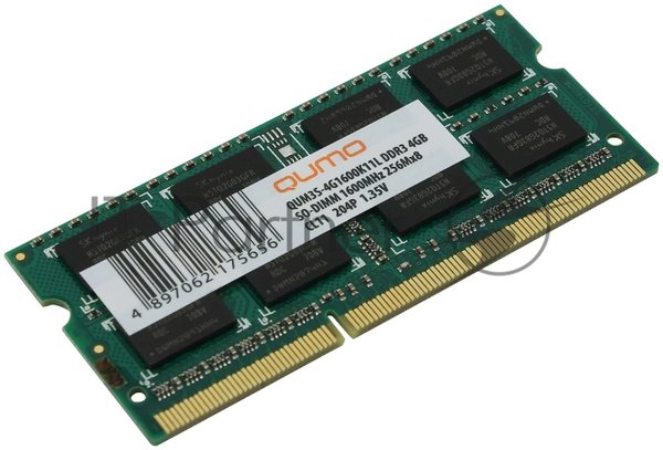 Оперативная память Qumo, DDR3, 4GB (1x4GB), 1600MHz, CL11, SO-DIMM