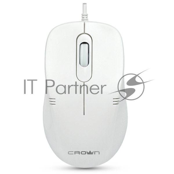 Мышь проводная Crown CMM-502 белый, 1000 dpi, USB, кнопки - 3