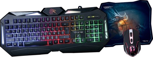 Комплект клавиатура+мышь Qumo Spirit of Wisdom проводной, USB, 2400 DPI, чёрный