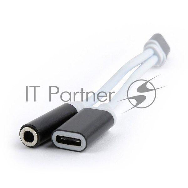 Переходник Cablexpert USB Type-C/Jack3.5 F+ Type-C F, черный, пакет (CCA-UC3.5F-02)