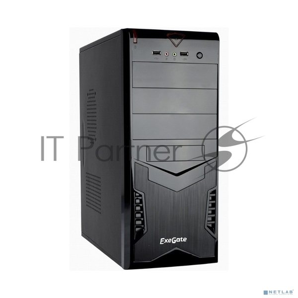 Компьютерный корпус Miditower ExeGate CP-601 Black, ATX, (без БП), 2хUSB, Audio