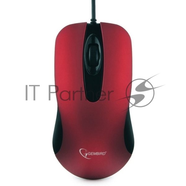 Мышь проводная Gembird MOP-400-R красный, 1000 dpi, USB, кнопки - 3