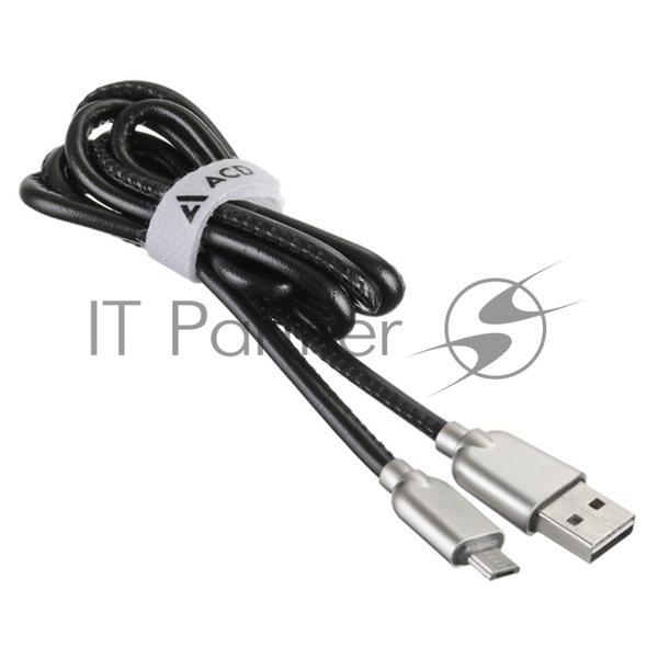 Кабель USB ACD-Allure MicroUSB - USB-A Кожа, 1м, черный