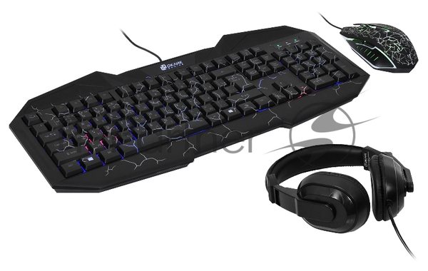 Комплект клавиатура+мышь Oklick HS-HKM100G проводной, USB, 2400 DPI, чёрный
