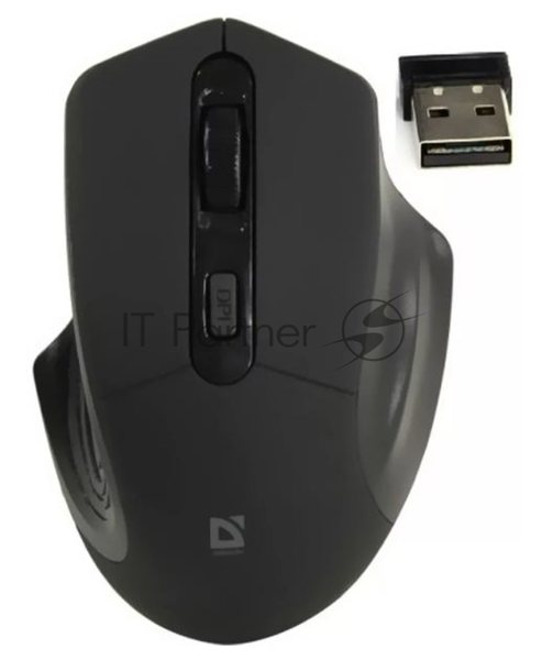 Мышь беспроводная Defender Datum MB-345 черный, 1600 dpi, радиоканал, USB, кнопки - 4