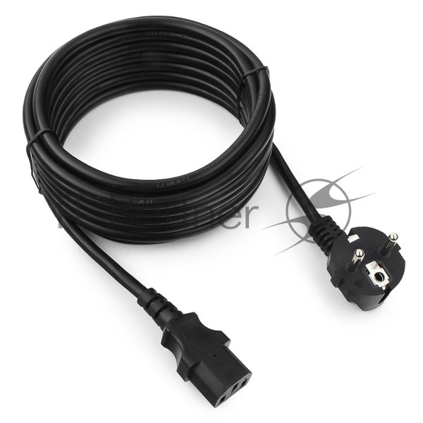 Кабель питания Cablexpert PC-186-1-5M, 5м, Schuko- C13, 3x1кв.мм, черный, с заземлением, пакет