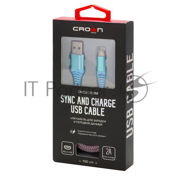 Кабель Crown USB - microUSB CMCU-3102M blue