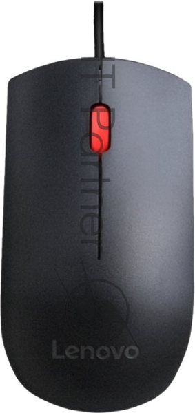 Мышь проводная Lenovo Essential черный, 1600 dpi, USB, кнопки - 3
