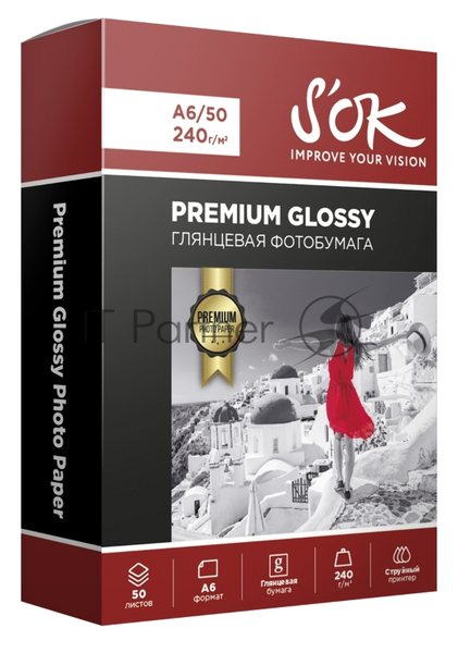 Фотобумага RC Glossy Premium 240gsm; A6*50глянцевая Премиум; 240г/м2; формат А6; 50 листов RC