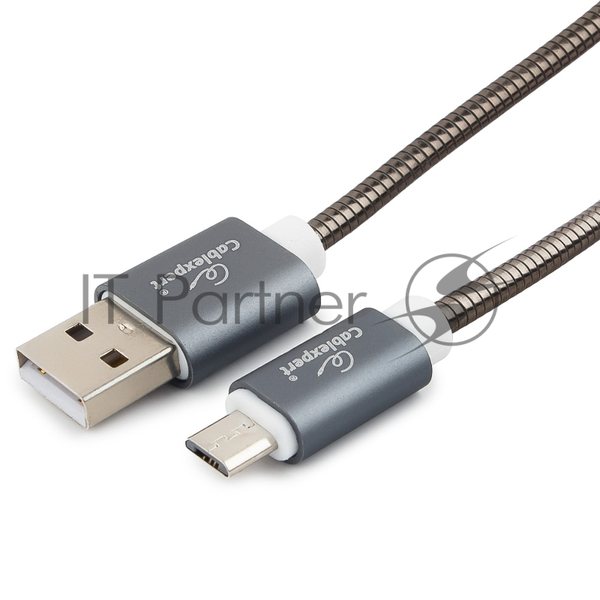 Кабель USB2.0 Cablexpert CC-G-mUSB02Gy-1.8M, AM/microB, серия Gold, длина 1.8м, титан, блистер
