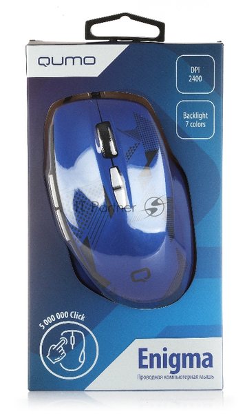 Мышь проводная Qumo Office Enigma M59 синий, 2400 dpi, USB, кнопки - 7