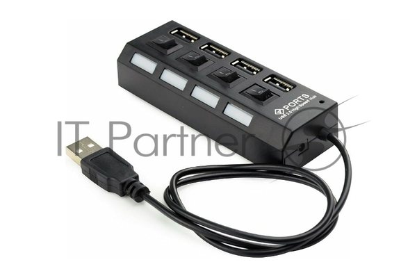 USB-концентратор Gembird UHB-243-AD, USB 2.0, USB 4 порта с подсветкой и выключателем, USB