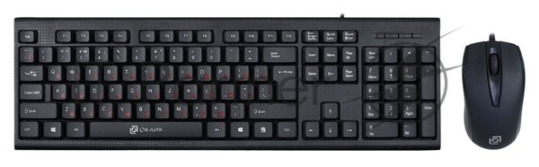 Комплект клавиатура+мышь Oklick 630M проводной, USB, 1600 DPI, чёрный