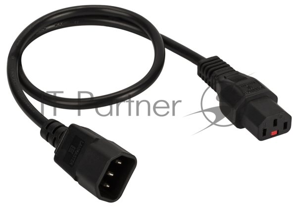 Шнур питания Lanmaster с блокировкой C13-C14, 3х0.75, 220В, 10А, черный, 1.8 метра