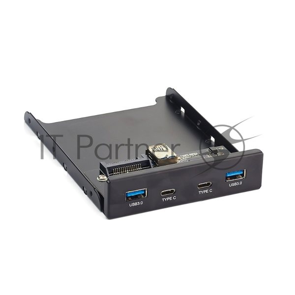Планка USB на переднюю панель ExeGate U3H-619, 3,5", 2*USB 3.0+2*TypeC, черная, подсоед-е к мат. плат