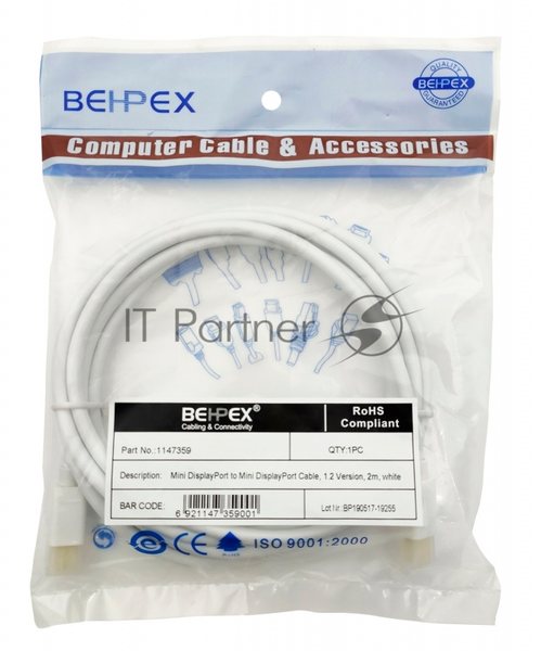 Кабель 1.2v miniDisplayPort (m) miniDisplayPort (m) 2м