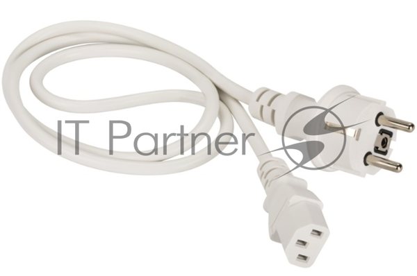 Шнур питания Lanmaster C13-Schuko, 3х0.75, 220В, 10А, белый, 3 метра