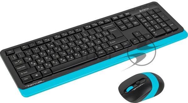 Комплект клавиатура+мышь A4Tech FStyler FG1010 беспроводной, USB, 2000 DPI, чёрный/синий