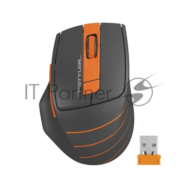 Мышь беспроводная A4Tech Fstyler FG30 серый/оранжевый, 2000 dpi, радиоканал, USB, кнопки - 5