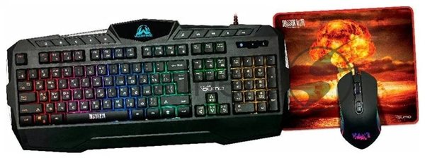 Комплект клавиатура+мышь Qumo Wartime проводной, USB, 3200 DPI, чёрный