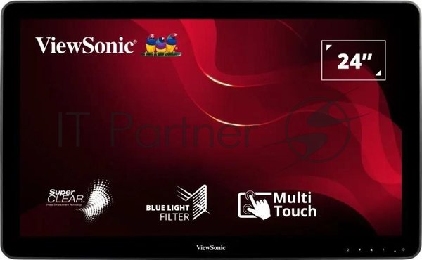 Монитор 23.6" ViewSonic TD2430 VA 1920x1080, сенсорный, 60 Гц, 5 мс, 16:9, 200 кд/м2, 1xHDMI, 1хDP, 1хVGA, USB 3.0, 1x3.5 мм, черный