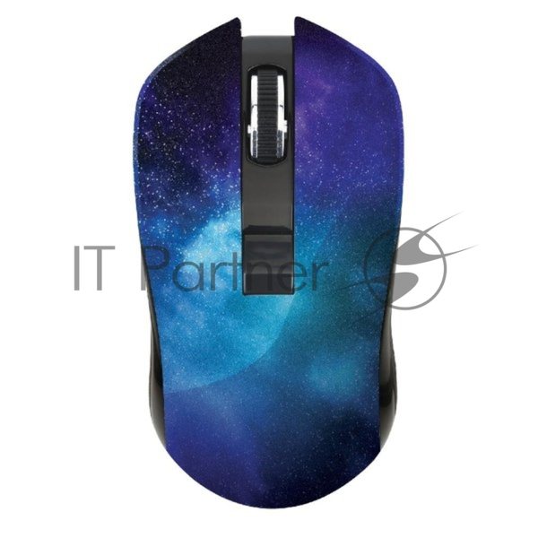 Мышь беспроводная Qumo Office M27 Universe синий, 1600 dpi, радиоканал, USB, кнопки - 4
