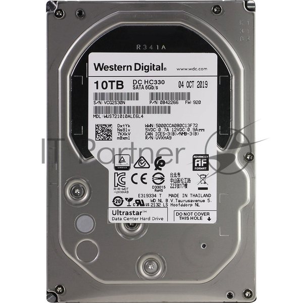 Жесткий диск Western Digital SATA 10Tb 7200RPM 6Gb/S 256MB DC HC330 0B42266