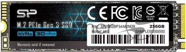 Накопитель SSD Silicon Power M-Series, 256Gb, PCIe 3.0 x4, M.2 2280, NVMe, R/W 2200/1600