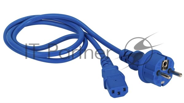 Шнур питания Lanmaster C13-Schuko прямая, 3х0.75, 220В, 10А, синий, 1 метр