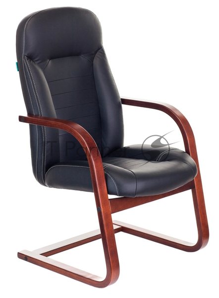 Кресло компьютерное Бюрократ T-9923WALNUT-AV/BL черный, кожа, низкая спинка