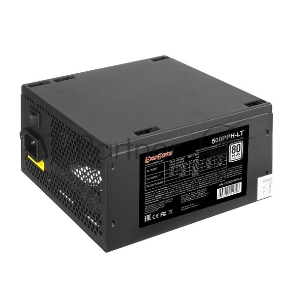 Блок питания. ExeGate. 500PPH-LT-OEM (EX282040RUS-OEM), 500Вт. 80 PLUS, 120мм, черный