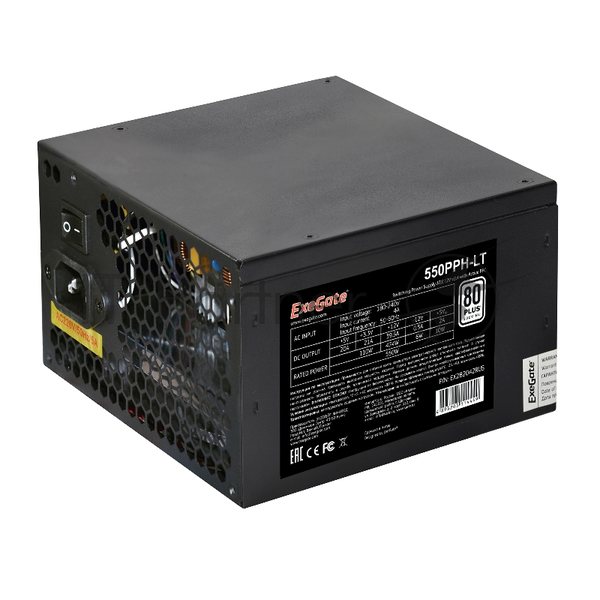 Блок питания ExeGate 550PPH-LT (EX282042RUS), 550Вт, 80 PLUS, 120мм, модульный, черный